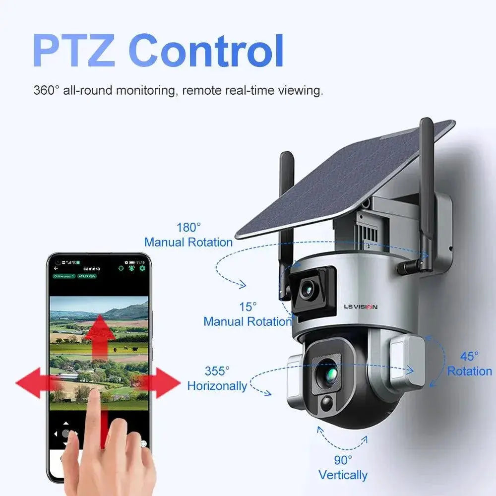 Outdoor Solar Dual Lens Security Camera 4K Resolution