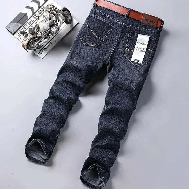 Fashion Classic Blue Black Denim Jeans For Men Everyday Wear