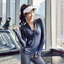 Long Sleeve Sports Jacket Women Zip Fitness Yoga Top