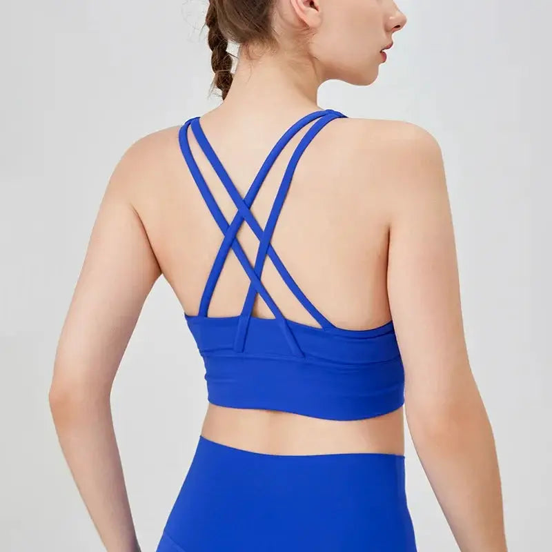 Women's Cross Back Yoga Bra for Gym Fitness Solid Color