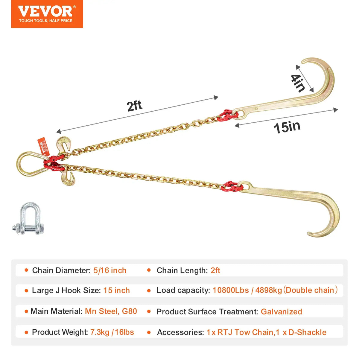Tow Chain With J And Grab Hook — product image 7