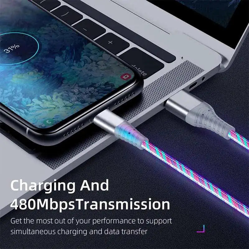 Flow Luminous LED Fast Charging Cable Stylish Data Cord