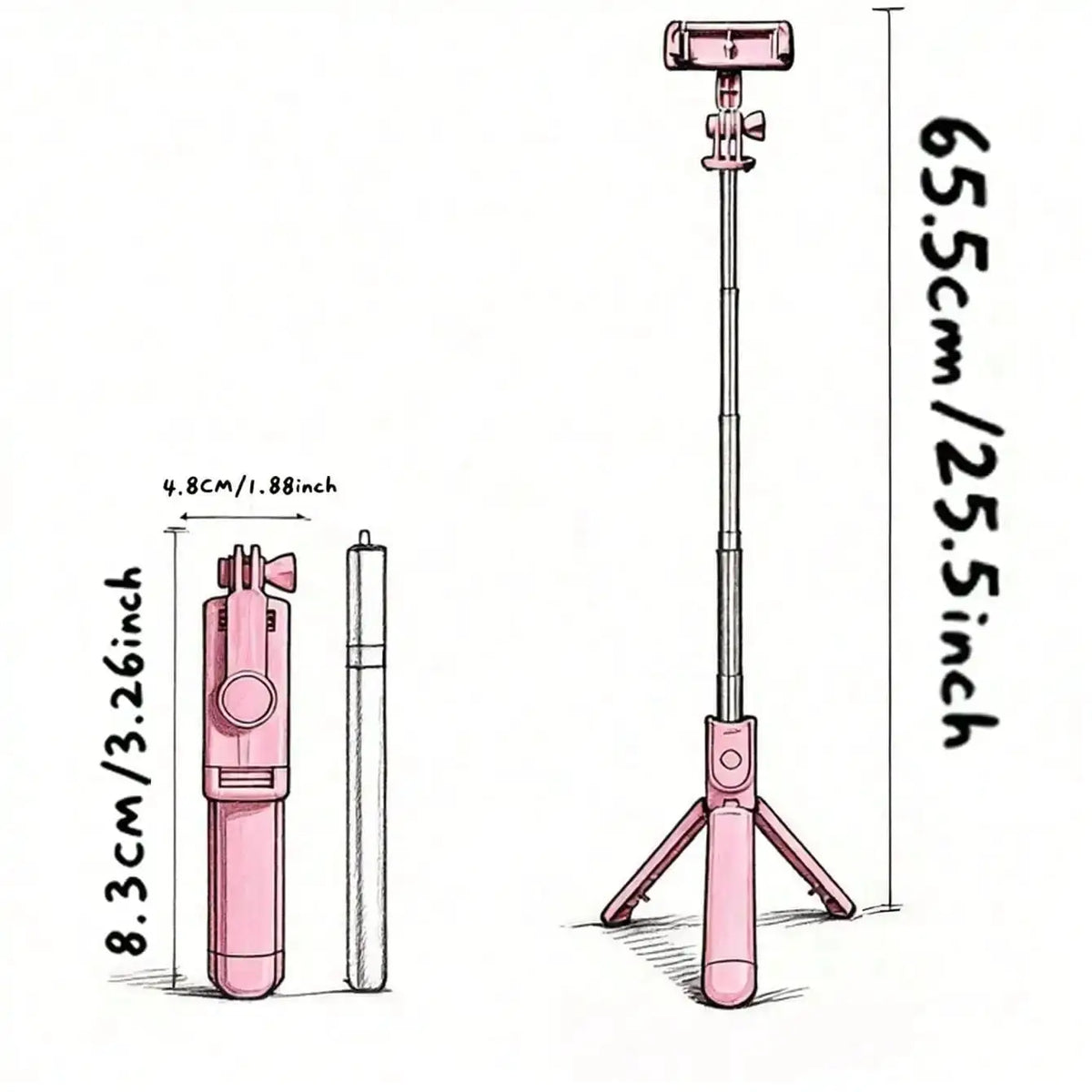 1PC Selfie Stick Wireless Selfie Stick With Tripod Stand Selfie Stick , Remote Control, Phone Holder And Built-In Tripod