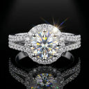 Round Moissanite Ring in Sterling Silver Split