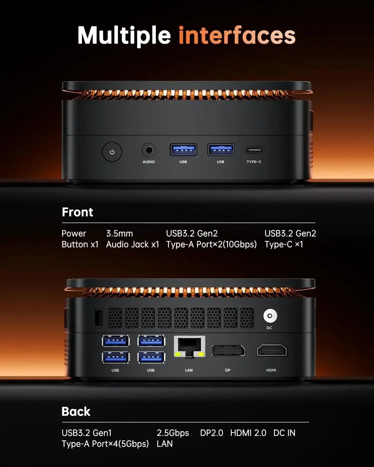 KAMRUI Mini PC Ryzen 7 7735hs 16GB LPDDR5 512GB M.2 NVMe PCIe3.0 SSD Max 4.75 GHz WIFI6 BT5.2 Win11pro Desktop Gaming Computer