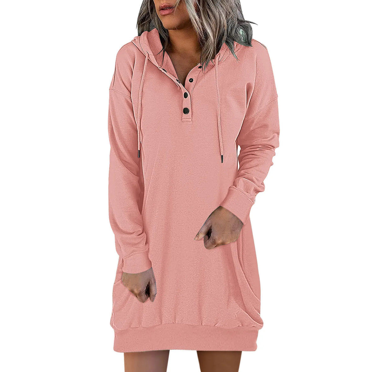 Drawstring Hooded Sweatshirt Dress
