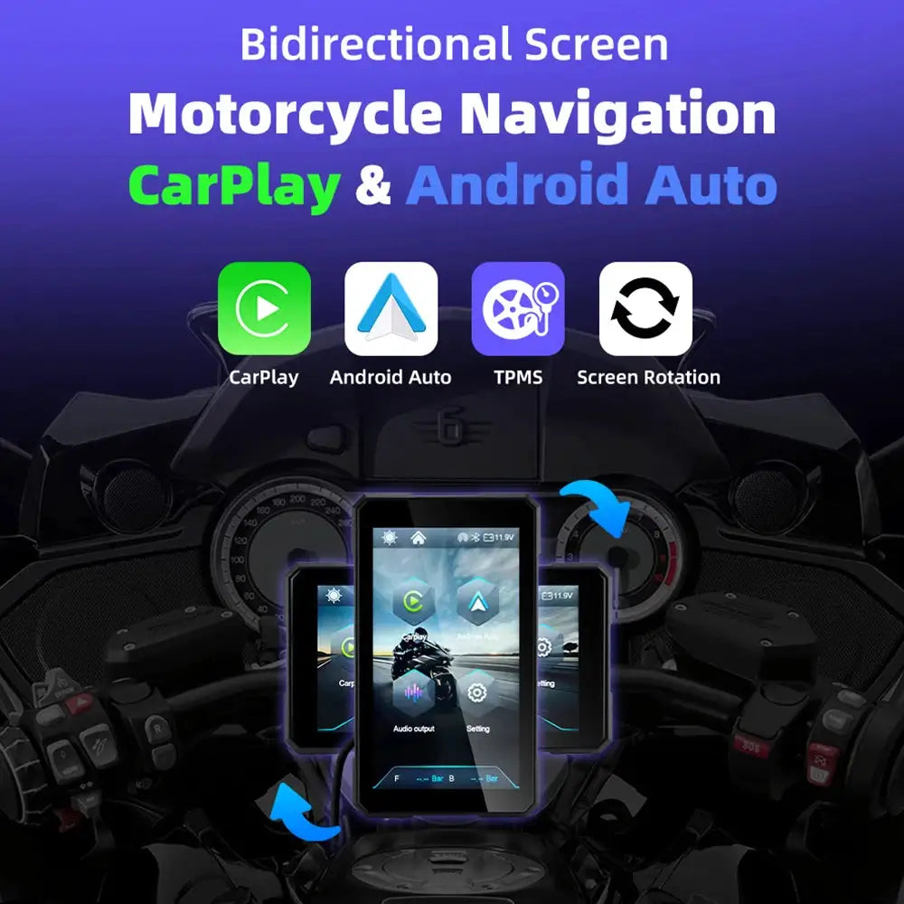 EKIY 5.0 inch Wireless CarPlay Moto Android Auto Portable Digital Motorcycle Dashboard GPS Navigation Removable Display Screen
