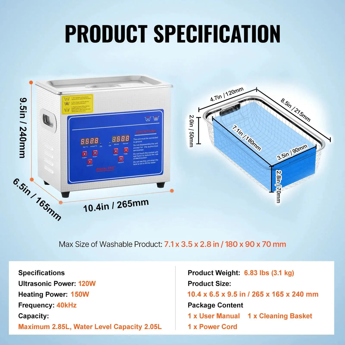 Portable Ultrasonic Cleaner Tank — product image 6