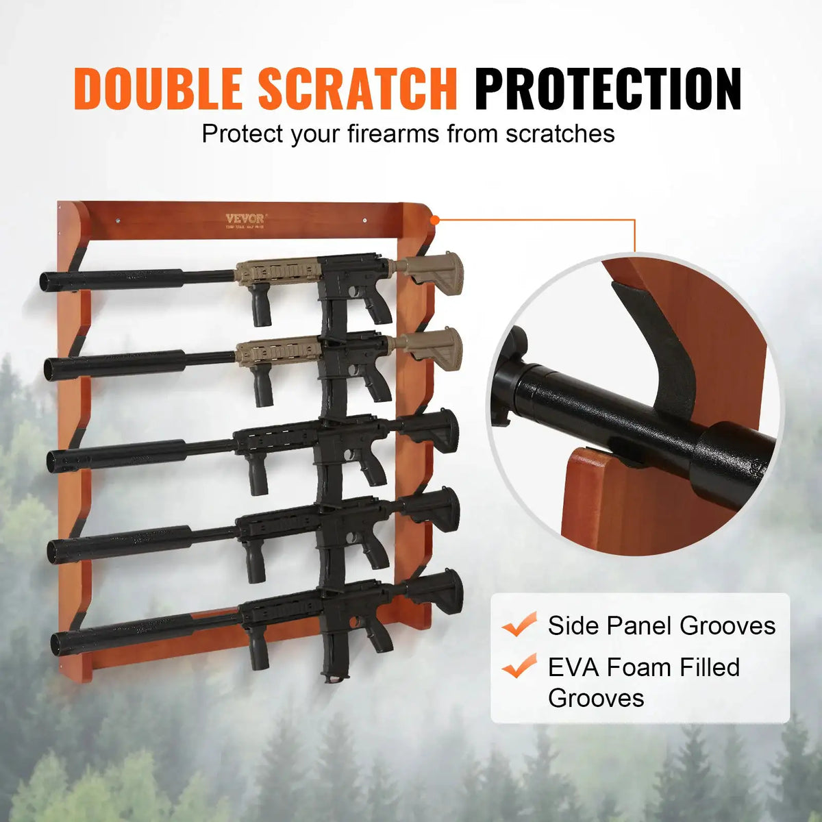 SucceBuy Wood Gun Rack Wall Mount Guns — product view 4