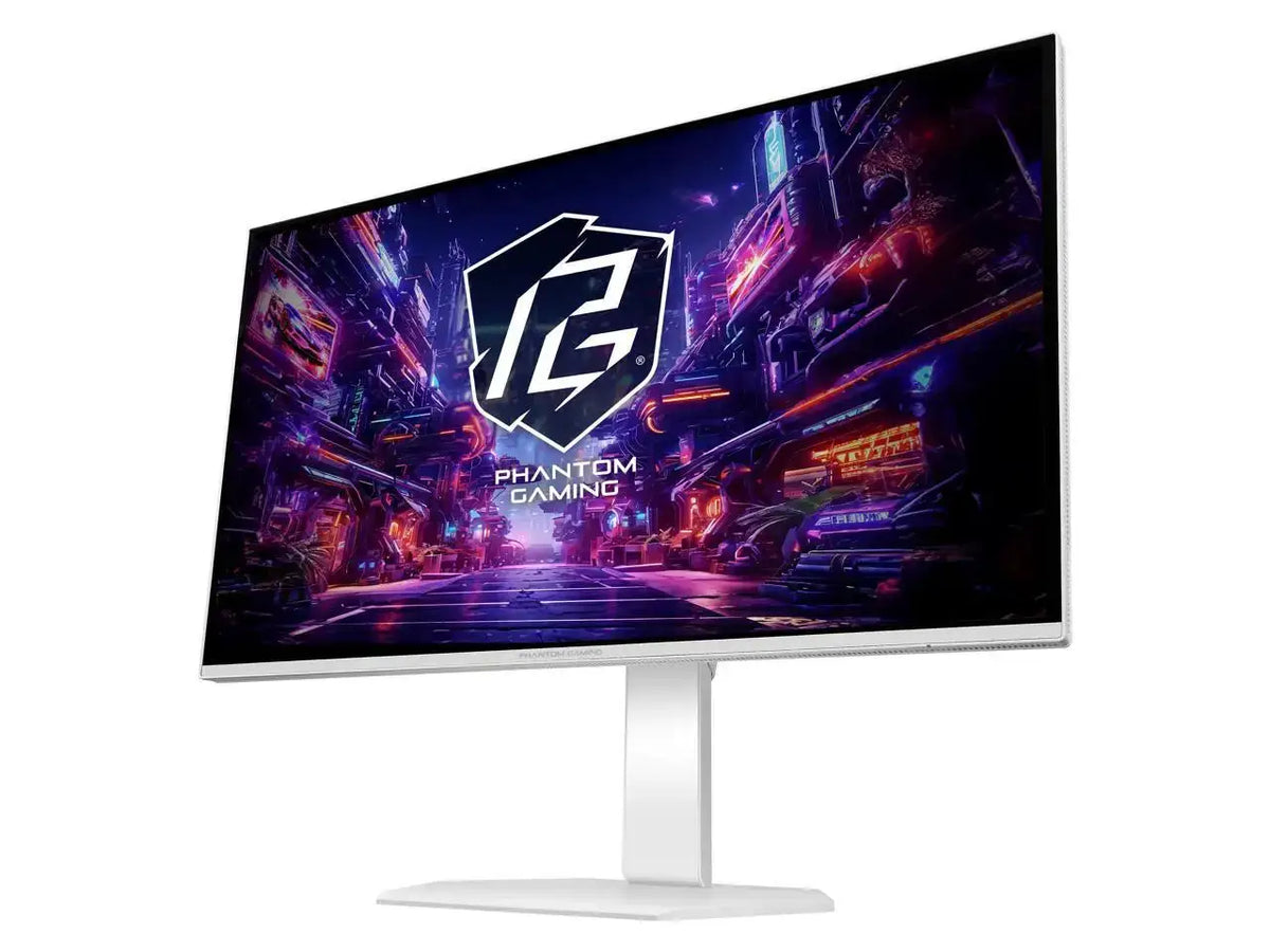 ASRock Phantom Gaming 27 inch QHD 2K 1440P 240Hz AMD FreeSync Premium 0.03ms HDR10 OLED White Gaming Computer Monitor with Height Adjustable, Swivel, Pivot & Tilt Stand PGO27QSA-W