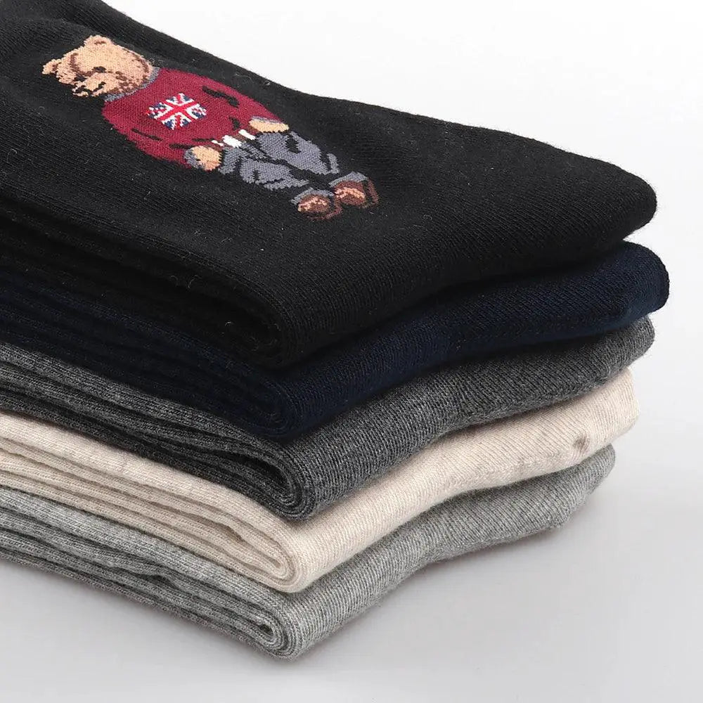 Charming Cartoon Bear Socks Trendy Comfort For Men