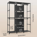 Freestanding Wardrobe Closet Dustproof Hanging Rods & Drawers