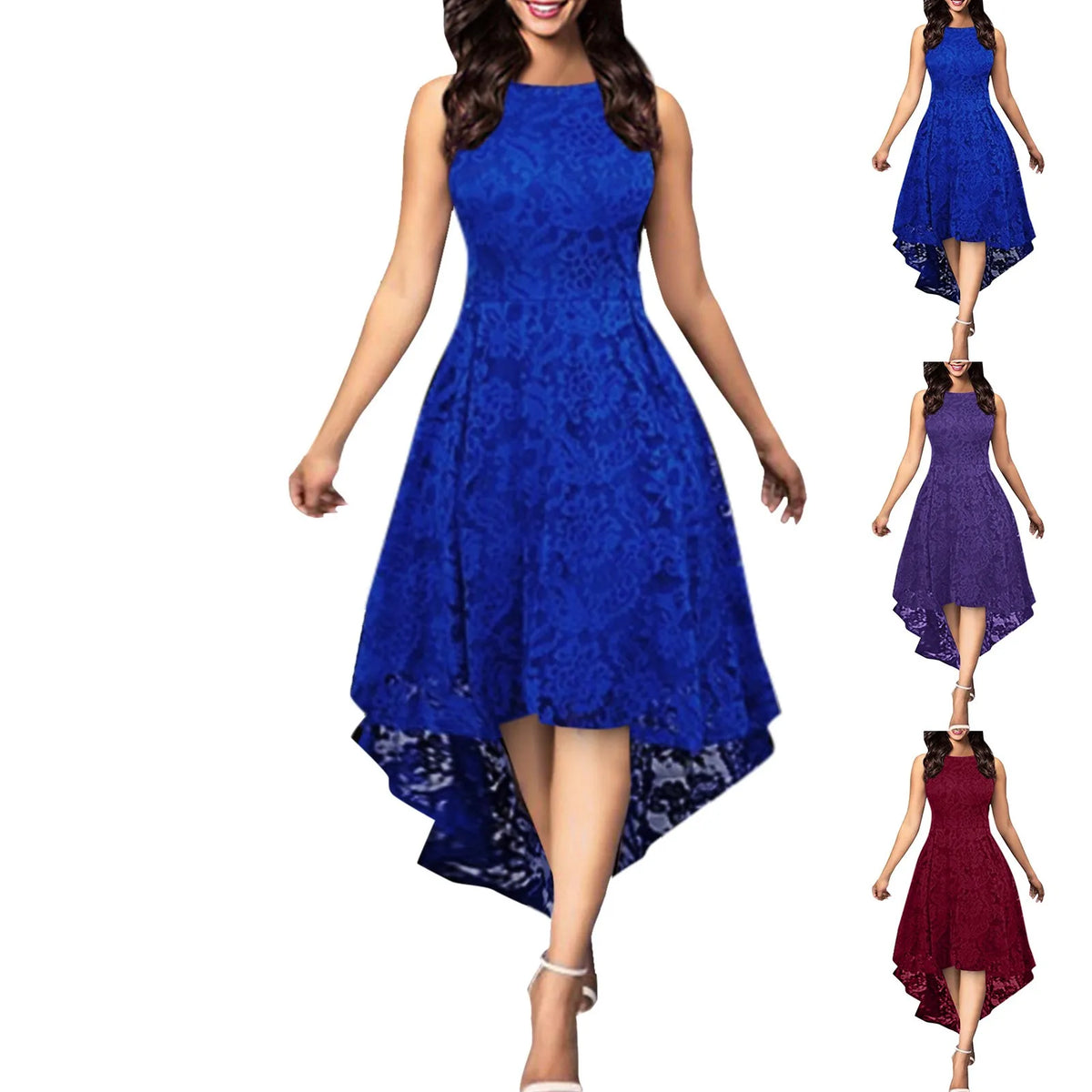 Sleeveless Lace Cutout Midi Dress