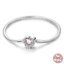 Sterling Silver Snake Chain Heart-shaped