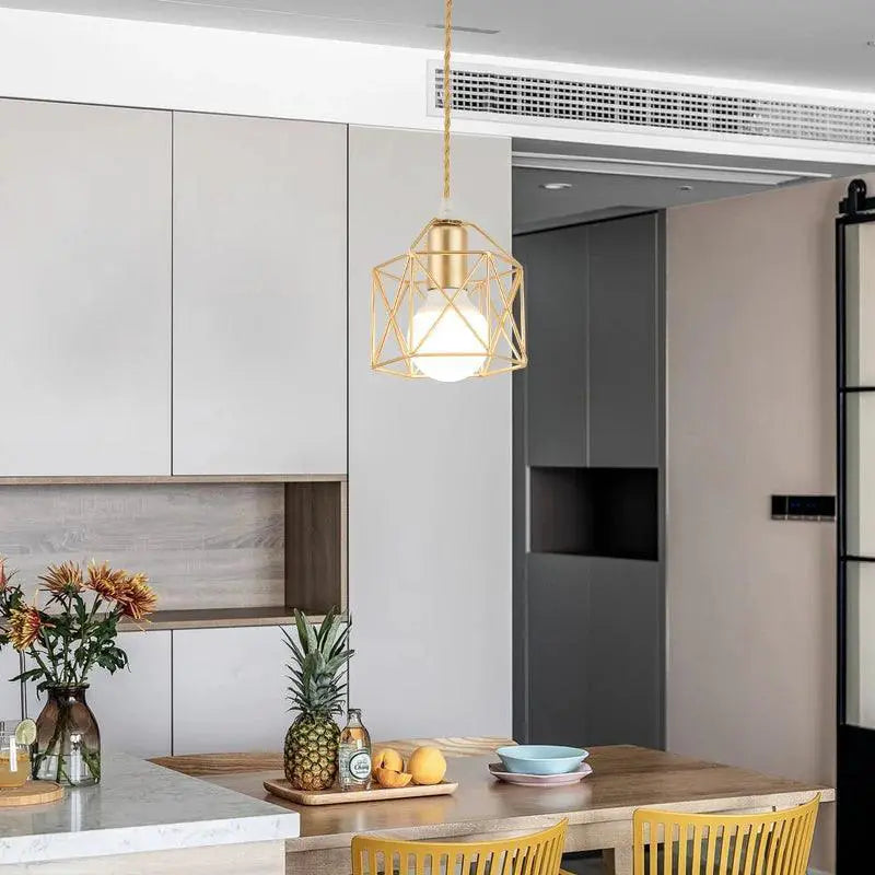 Metal Cage Led Pendant Light Stylish Modern Illumination