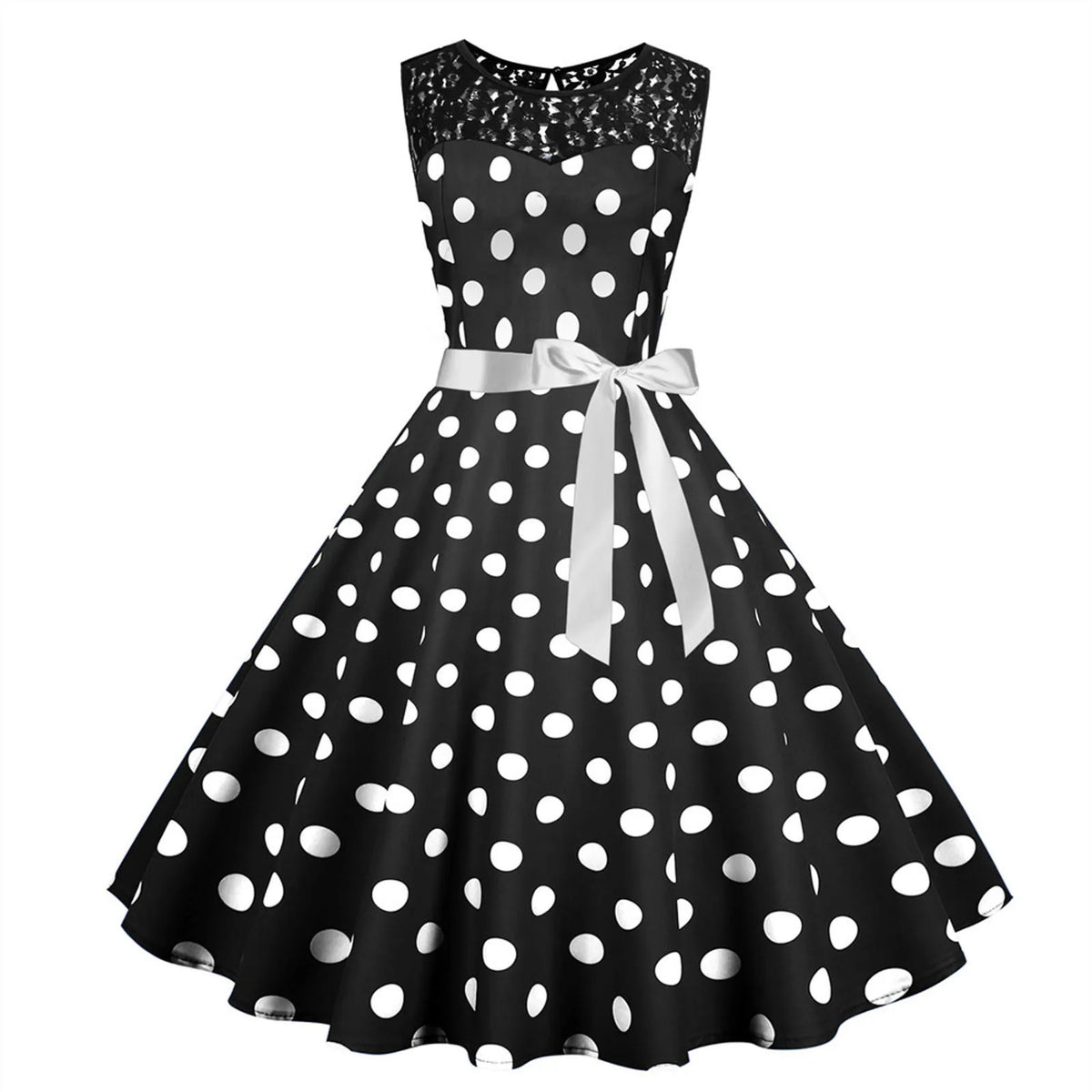 Polka Dot Lace Swing Dress