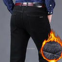 Winter Men Black Blue Straight Stretch Denim Pants Sale