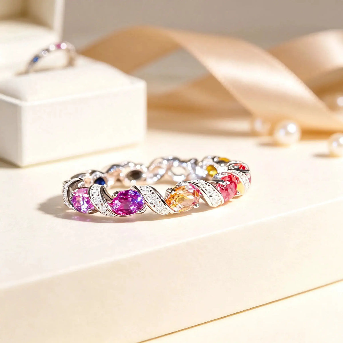 Sparkling Rainbow Moissanite Ring — product image 3