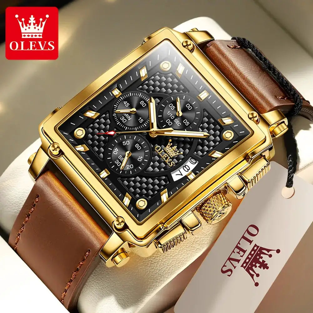 Olevs Square Leather Watch For Men — product image 8