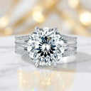 Moissanite Ring in Sterling Silver Prong