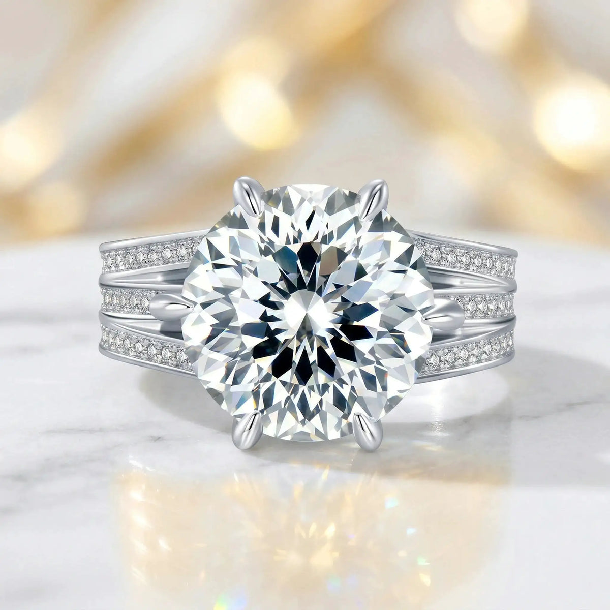Moissanite Ring in Sterling Silver Prong — product view 3