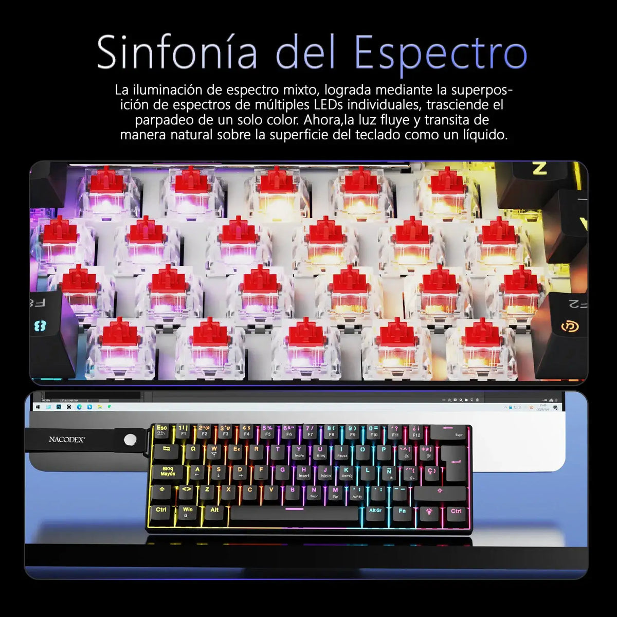 AJAZZ NK61 Wired Mechanical Gaming Keyboard, supports full-key hot-swapping, suitable for both office work and gaming