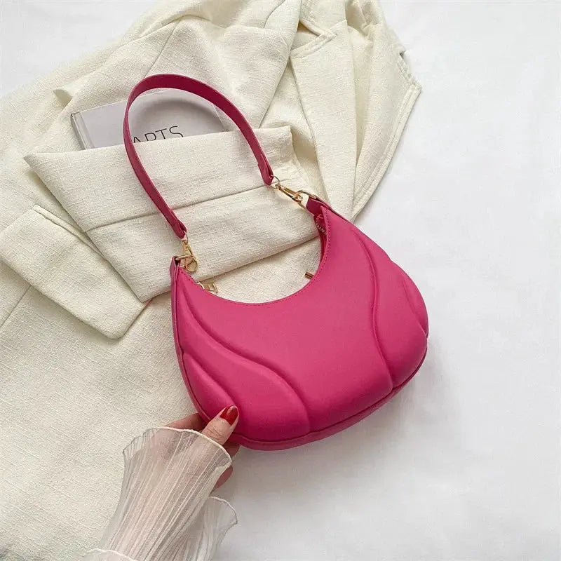 Retro Solid Color PU Leather Shoulder Bag for Women