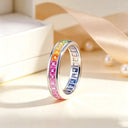 Fine Silver Moissanite Eternity Band