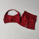 Yoga Set Seamless Halter Bra Matching Shorts Outfit