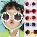 Cute Sunflower Round Sunglasses for Girls UV Protection
