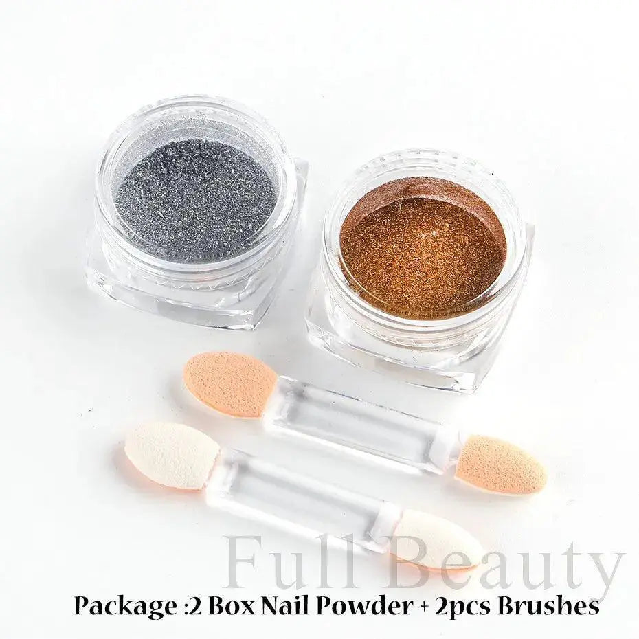 Mirror Glitter Nail Powder Kit Metallic Holographic Pigments