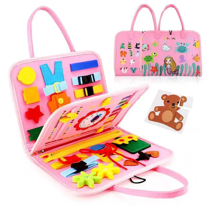 Montessori Busy Board Sensory Toy for Travel Activities