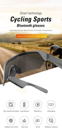 Cycling Bluetooth Smart Glasses Audio Headset For Music Calls Sunglasses Sports