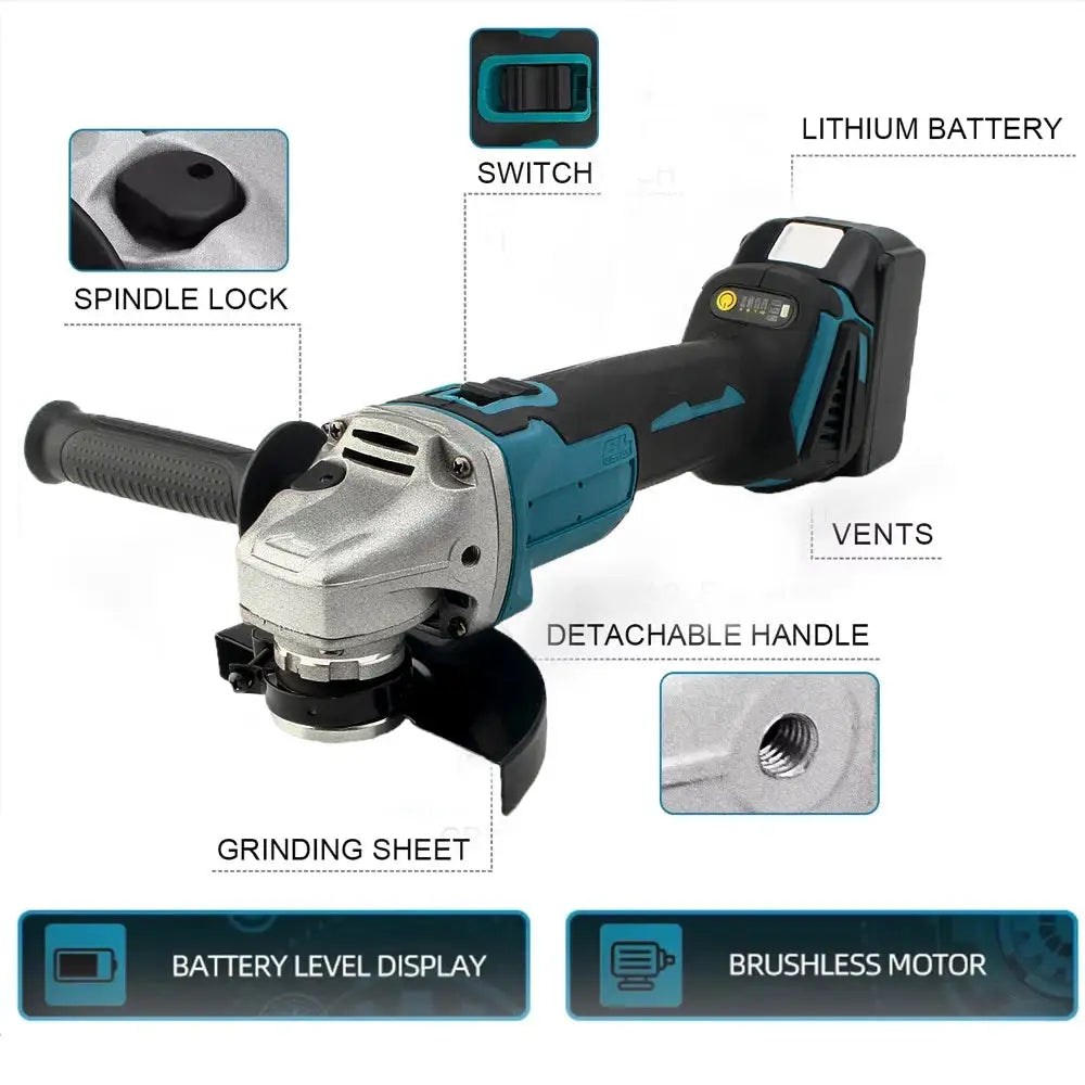 125mm Brushless Electric Angle Grinder Combo Kit Impact Wrench Power Tool For Makita 18V Battery Cordless Power Tool Set