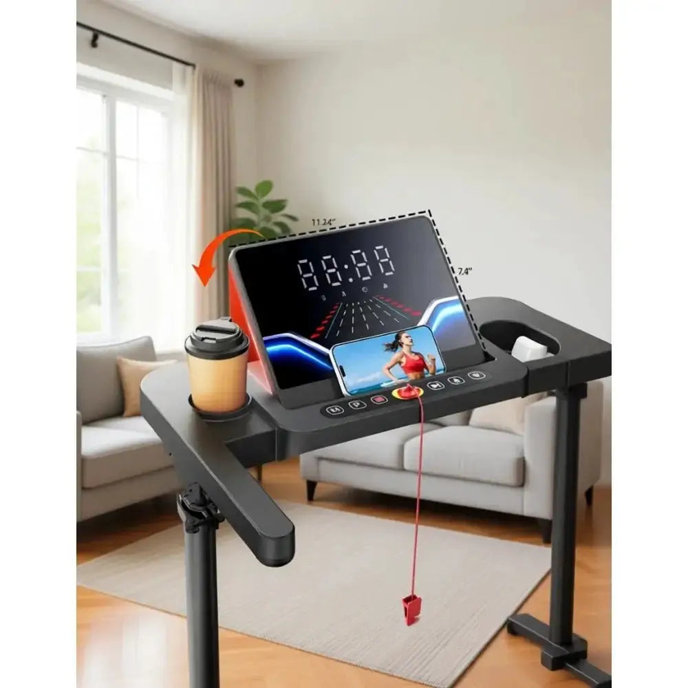 Foldable Walking Pad with Adjustable Handle and Incline, Home Treadmill Desk, LED Display App and Remote Control