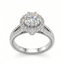 Round Moissanite Ring in Sterling Silver Split