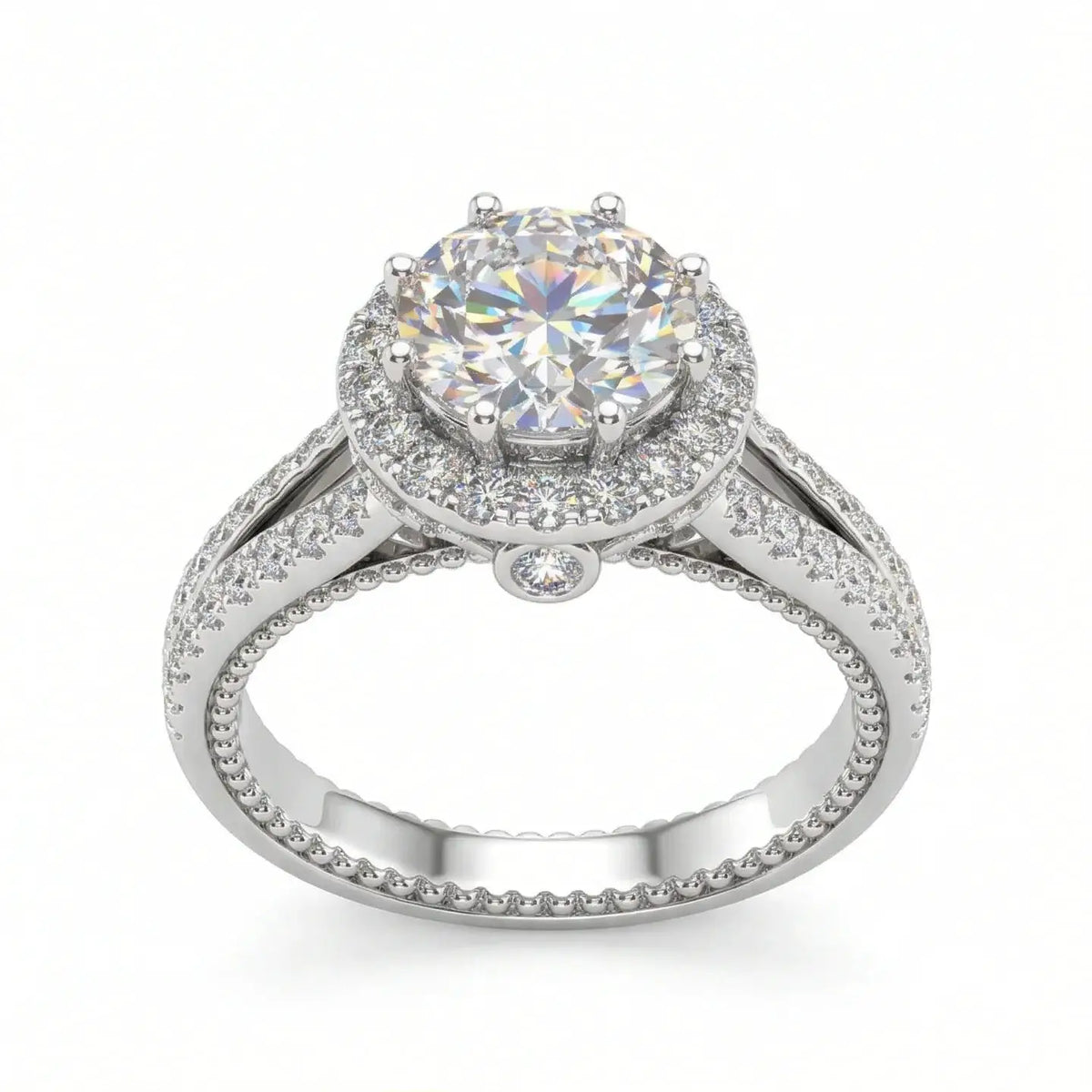 Round Moissanite Ring in Sterling Silver Split — product view 6