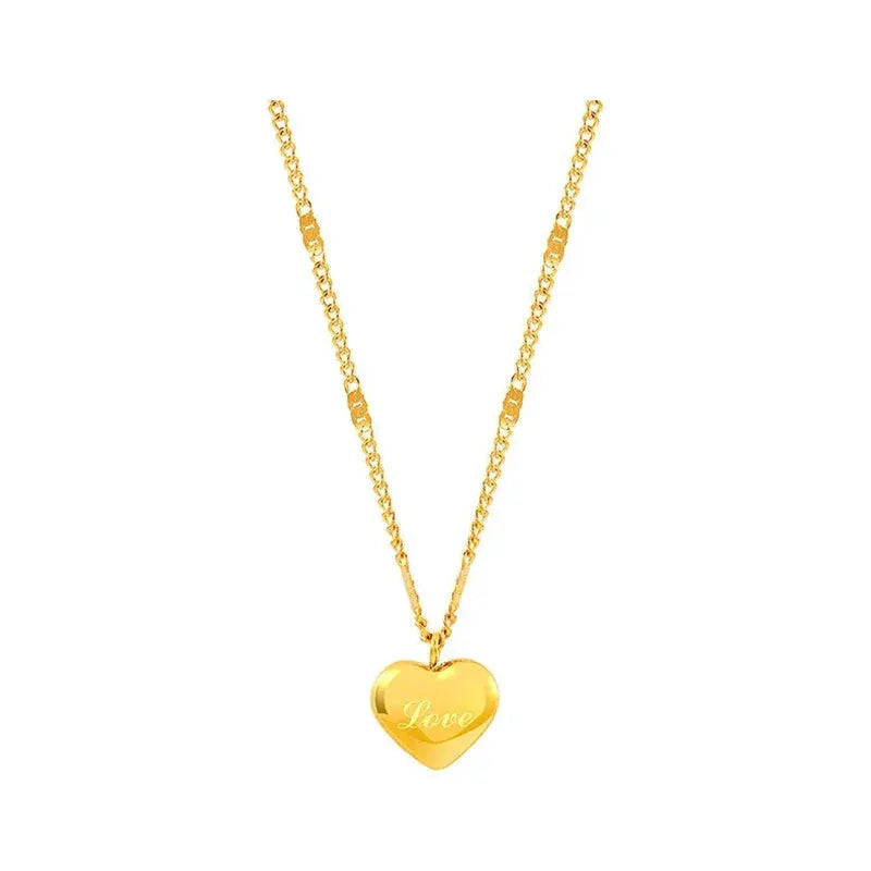 Trendy Gold Color Heart Pendant Choker Necklace For Women