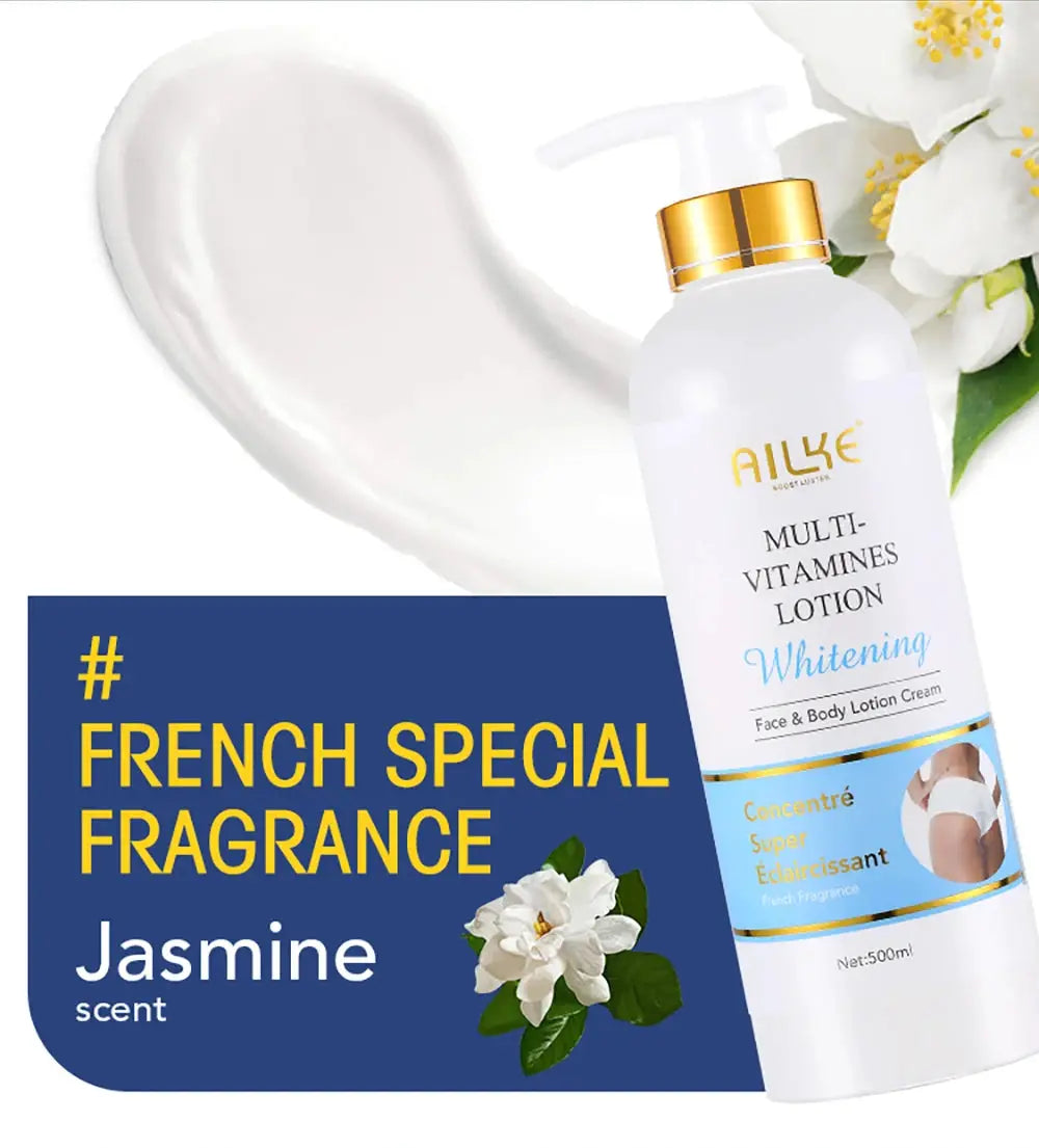 AILKE Multi Vitamin Whitening Body Lotion With Vitamins A,E,B3,B5, Increase Skin Radiance, Even Skin Tone, Moisturizer Cream