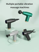 Fascia Gun: Black 4-Head Mini Multi-Stage Massage Equipment