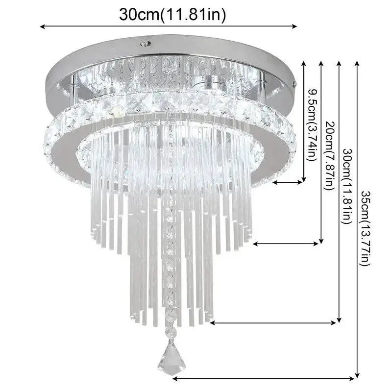 Crystal Chandelier Chrome LED Flush Mount Ceiling Light