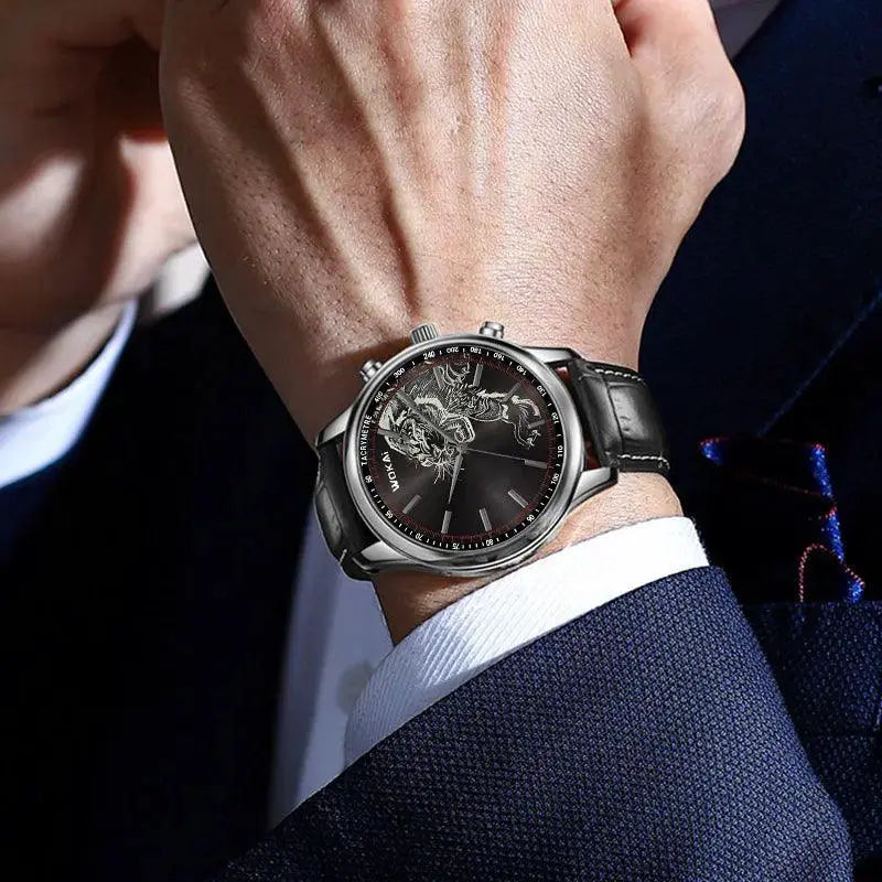 Tiger Print Leather Band Watch for Men Stylish Timepiece