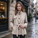 Laceup Button Long Woolen Jacket