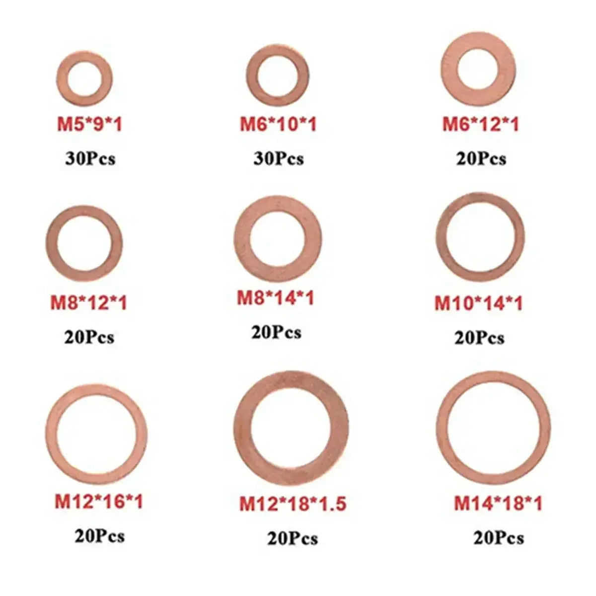 Copper Washer Gasket Nut And Bolt Set Kit M8 M10 M12 M14
