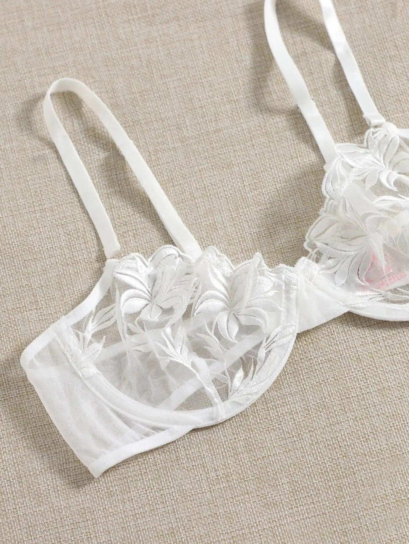 Elegant Mesh Embroidered Lingerie Set For Women Premium