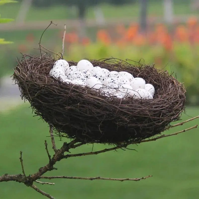 Round Rattan Bird Nest Easter Decor Bunny Eggs Vine
