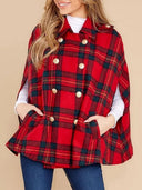 Plaid Patchwork V Neck Cape