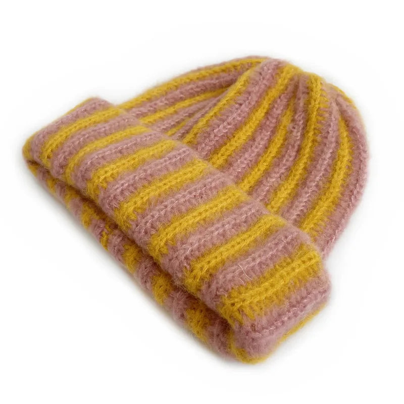 Striped Wool Knit Winter Hat