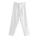 Vintage High Waist Zipper Pencil Pants Classic Women's Trousers