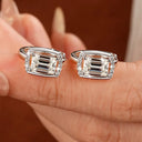 Emerald Cut Moissanite Gold Hoops